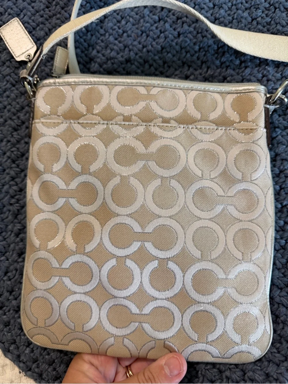Coach Khaki and Chalk Signature Crossbody Bag